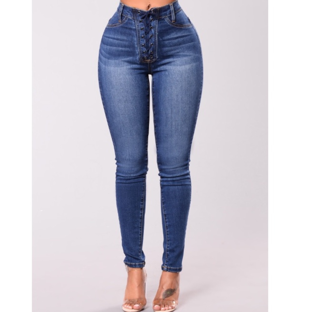 RESERVED ---- Fashion Nova Lace Up Jean Wash sz 9